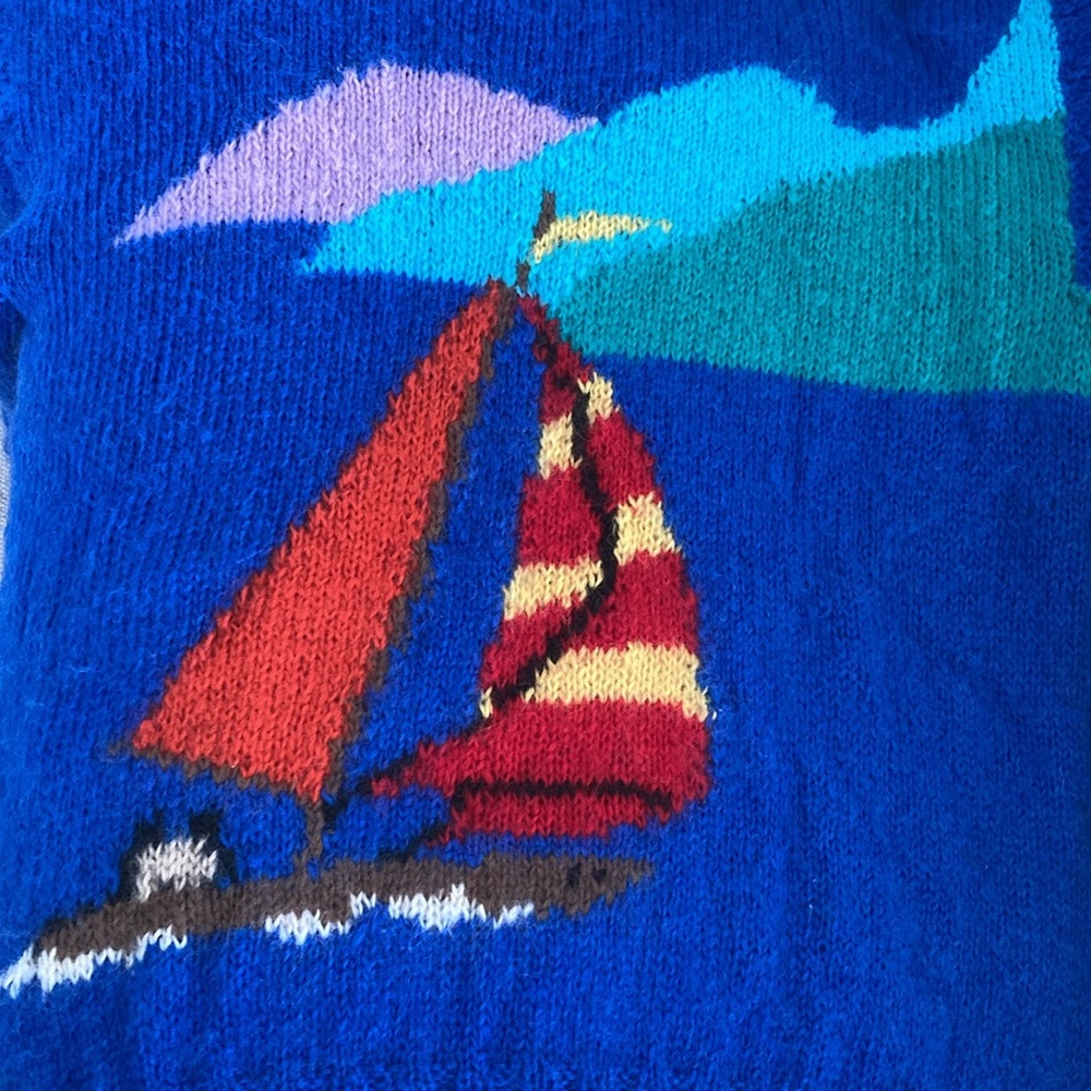 Vintage 80’s Nautical Sailing Oversized Sweater Alpaca Mohair